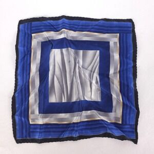 Mens 100% Silk Pocket Square Handkerchief Blue Gray Geometric Pattern Formal